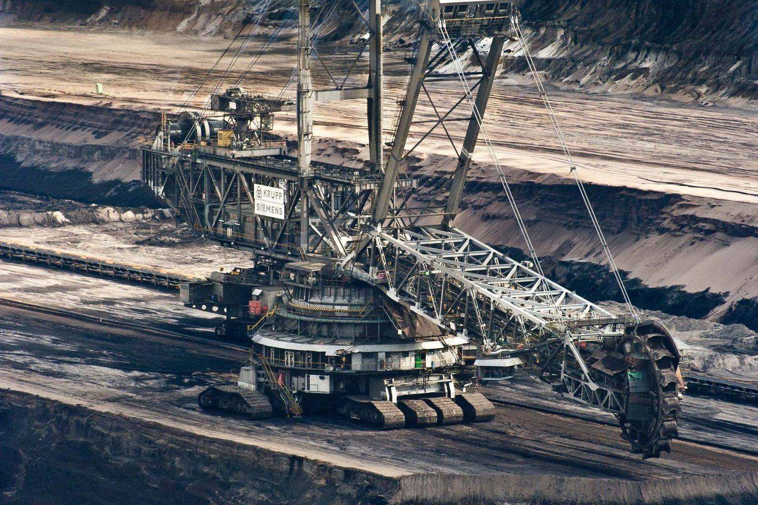 Mining excavator at an open-pit mine